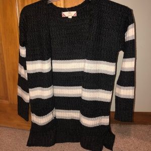 Gray, blue and white cardigan